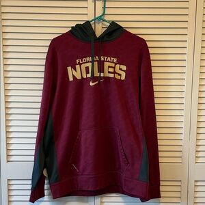 Nike Garnet and Gold Noles Hoodie Size Large